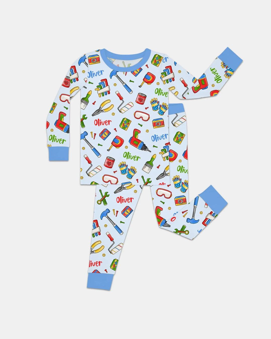 Custom Name Dad & Me Fixer Crew Bamboo Two Piece Long Sleeve Pajama Set
