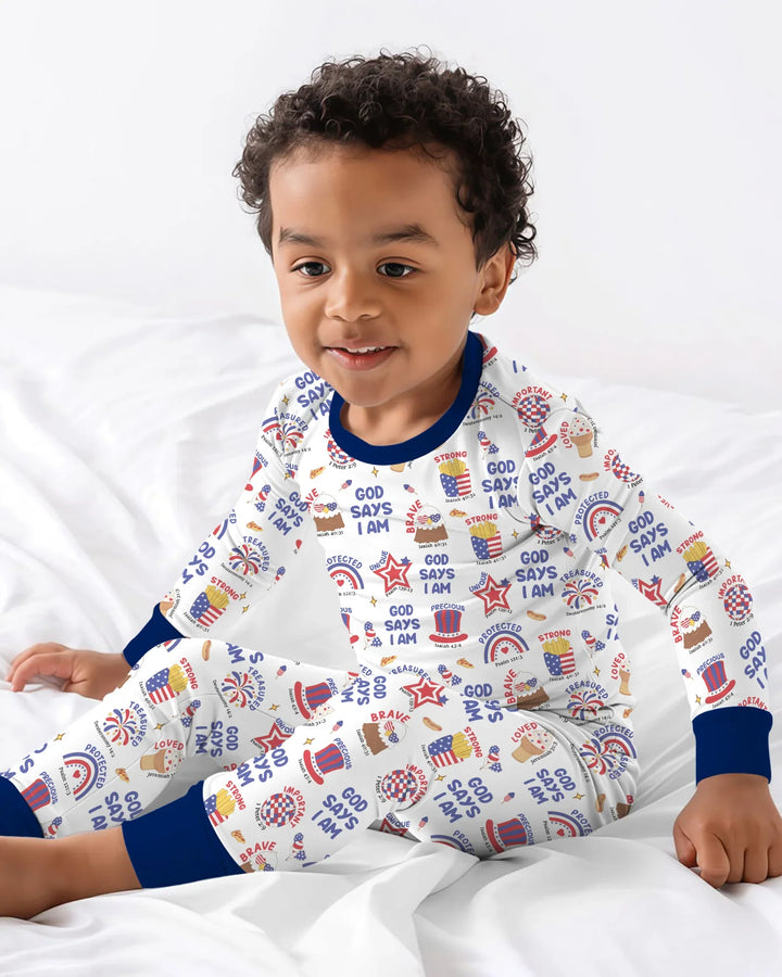 God Says I Am - America 250th Anniversary Bamboo Two Piece Long Sleeve Pajama Set