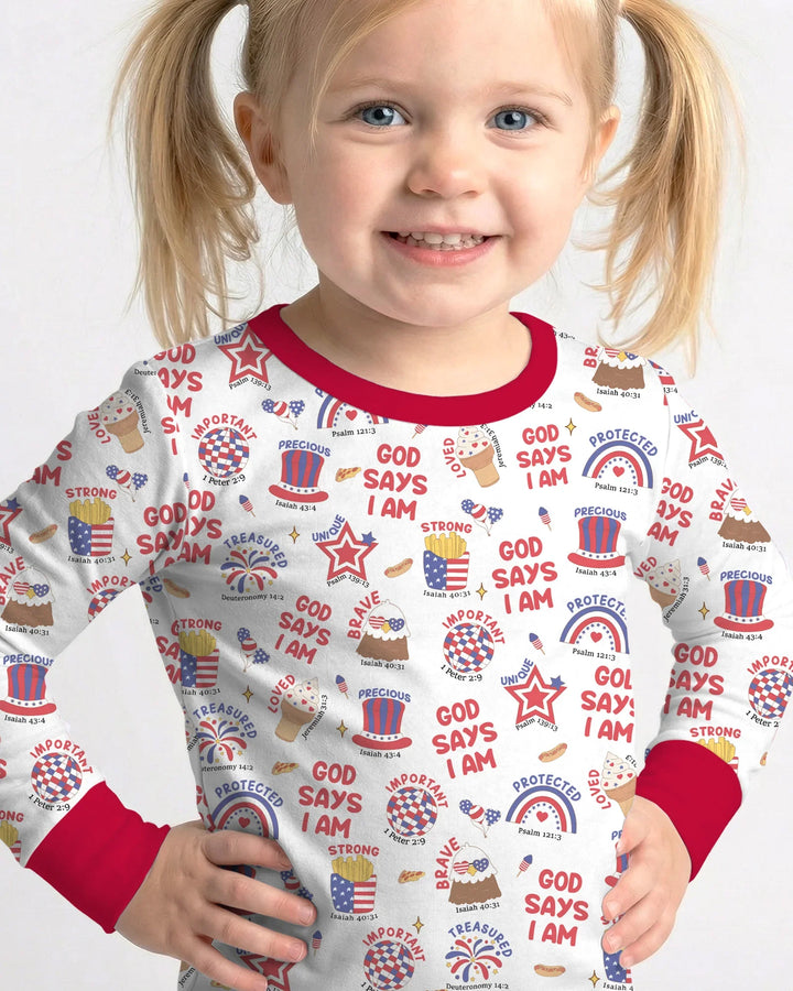 God Says I Am - America 250th Anniversary Bamboo Two Piece Long Sleeve Pajama Set
