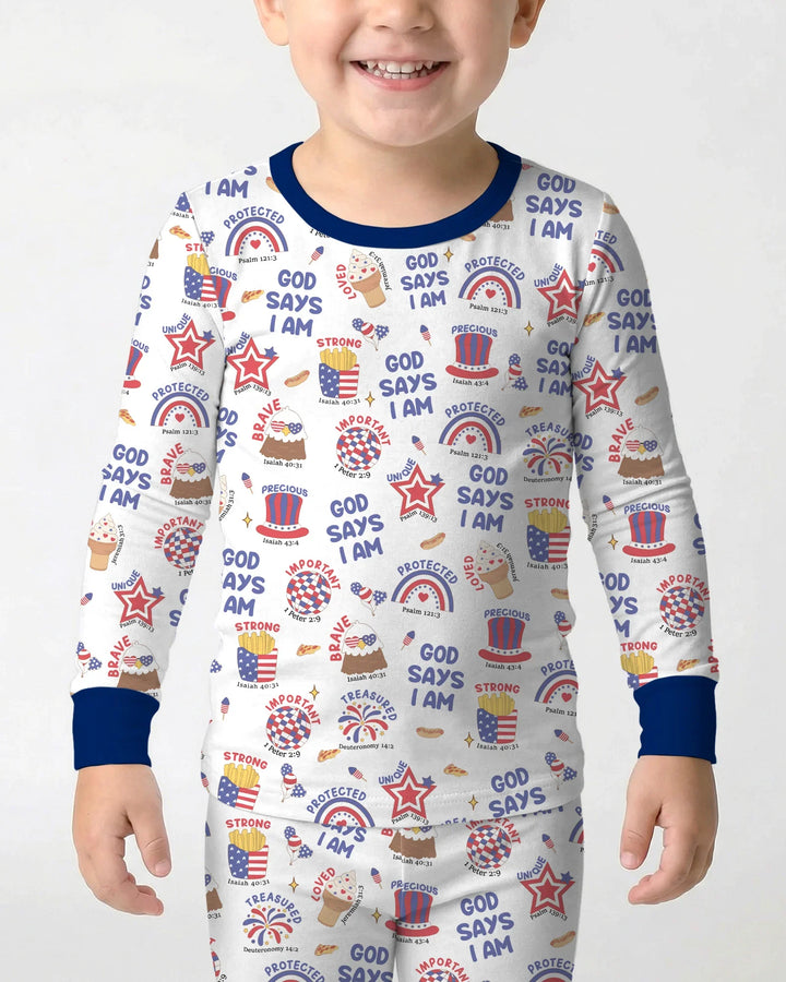 God Says I Am - America 250th Anniversary Bamboo Two Piece Long Sleeve Pajama Set