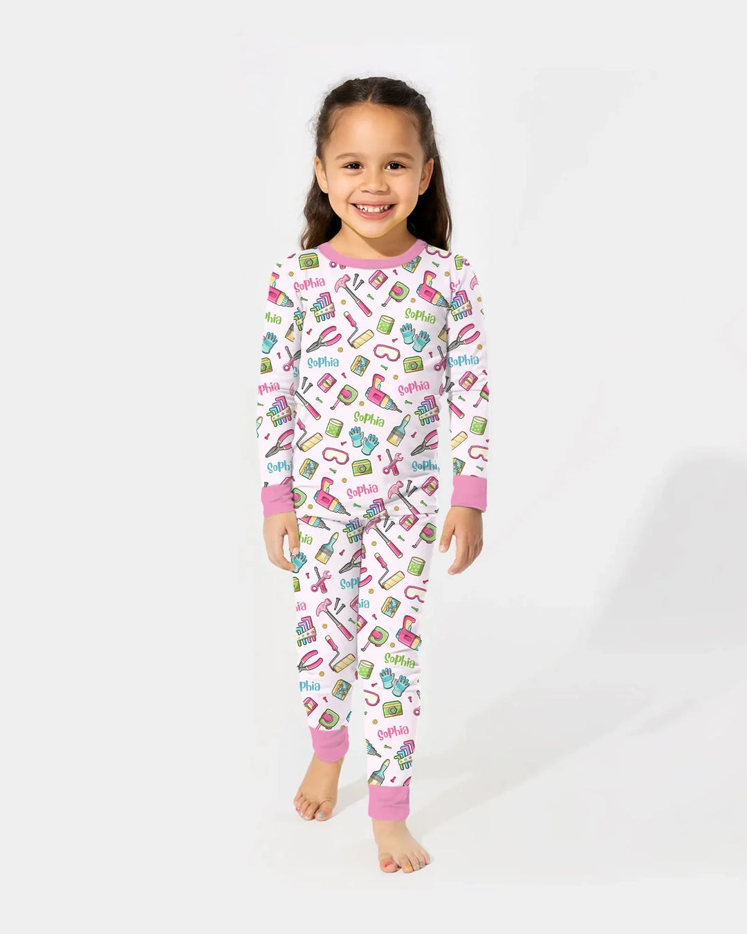 Custom Name Dad & Me Fixer Crew Bamboo Two Piece Long Sleeve Pajama Set
