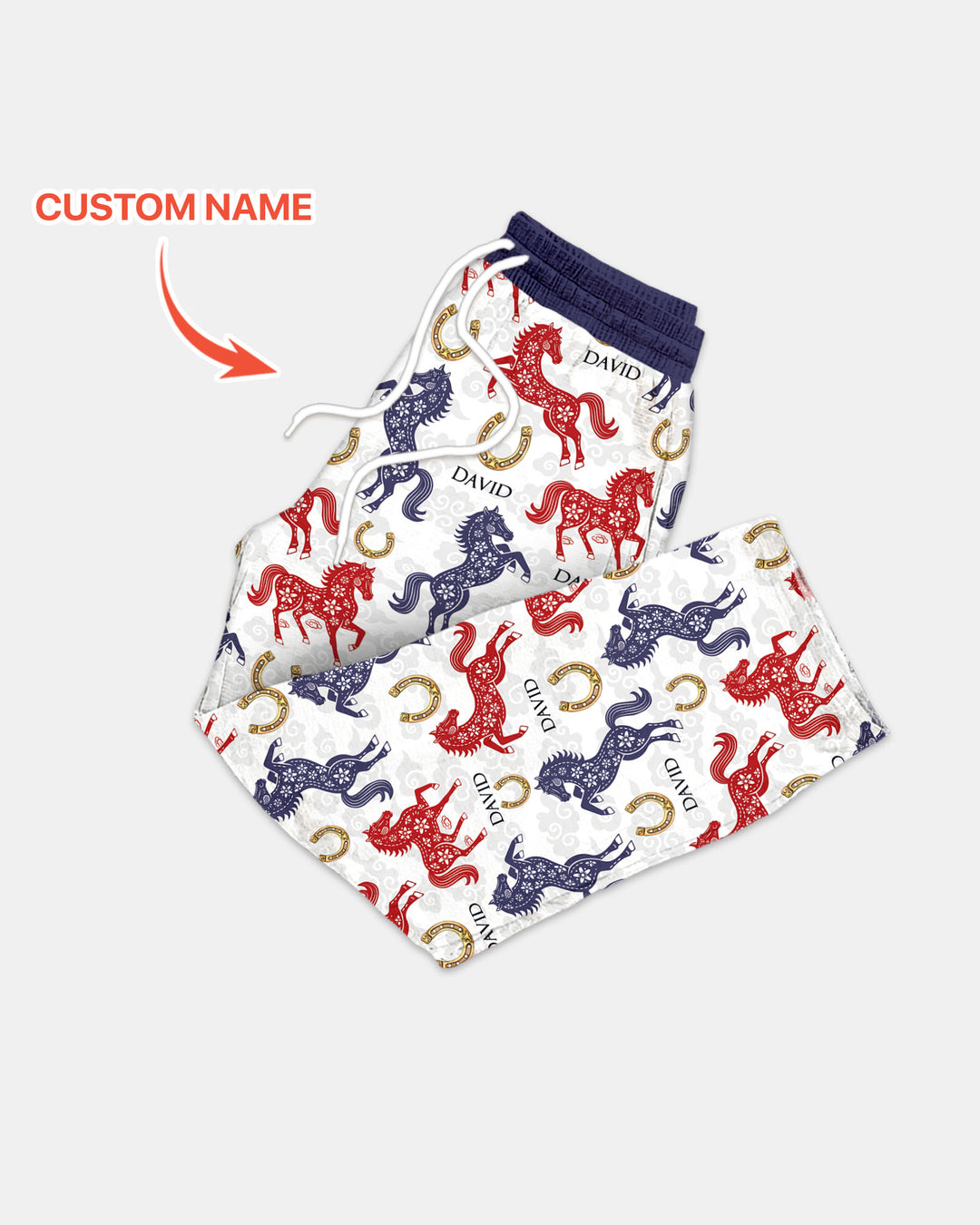 Custom Name Chinoiserie Horses Men's Pajama Set