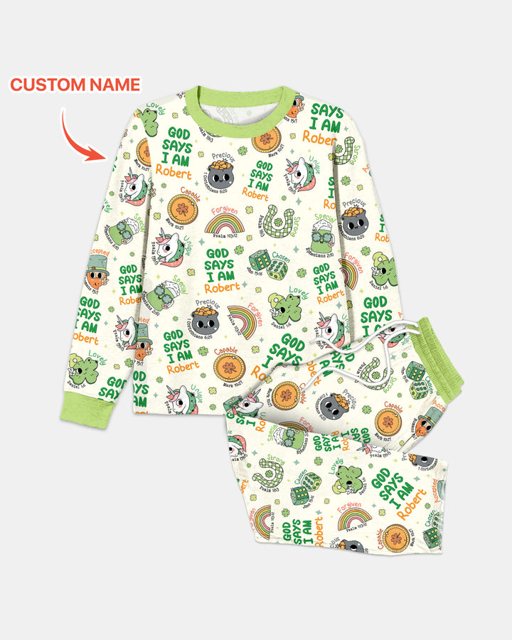 Personalized God Says I Am St. Patrick's Day Family Matching Men's Pajama Set