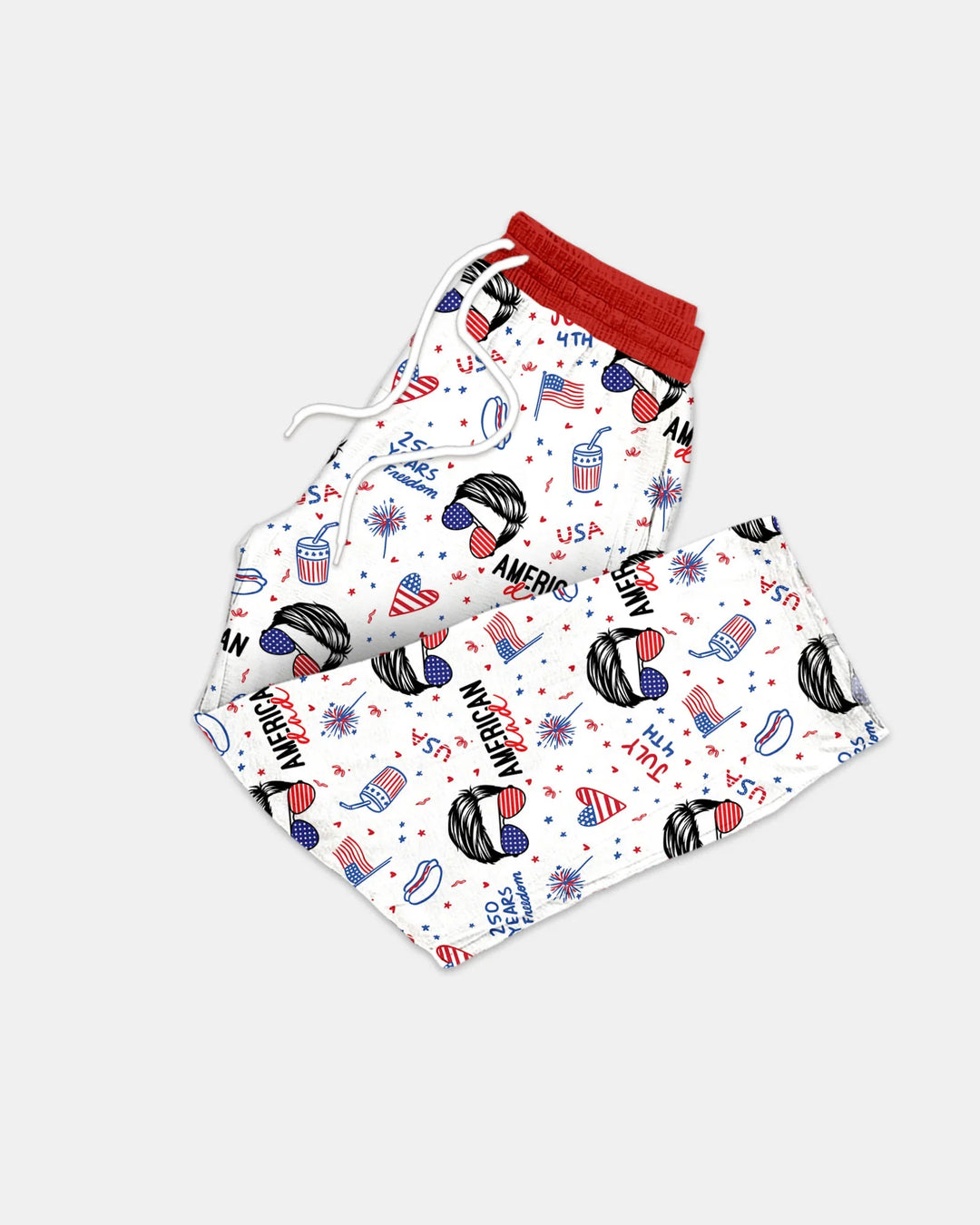 Doodle American Flag Glasses Family Matching Bamboo Men's Pajama Set