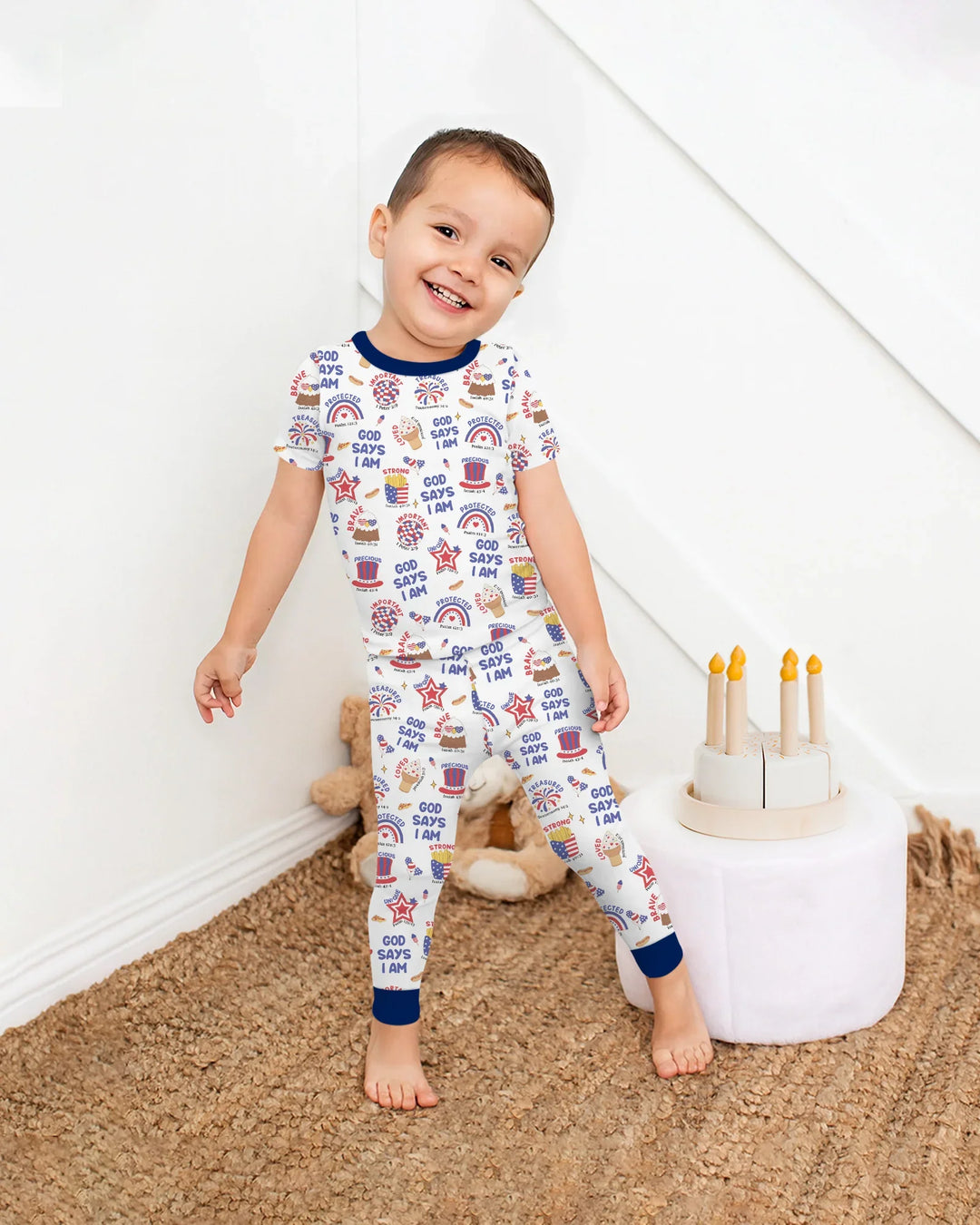 God Says I Am - America 250th Anniversary Bamboo Two Piece Short Sleeve Pajama Set