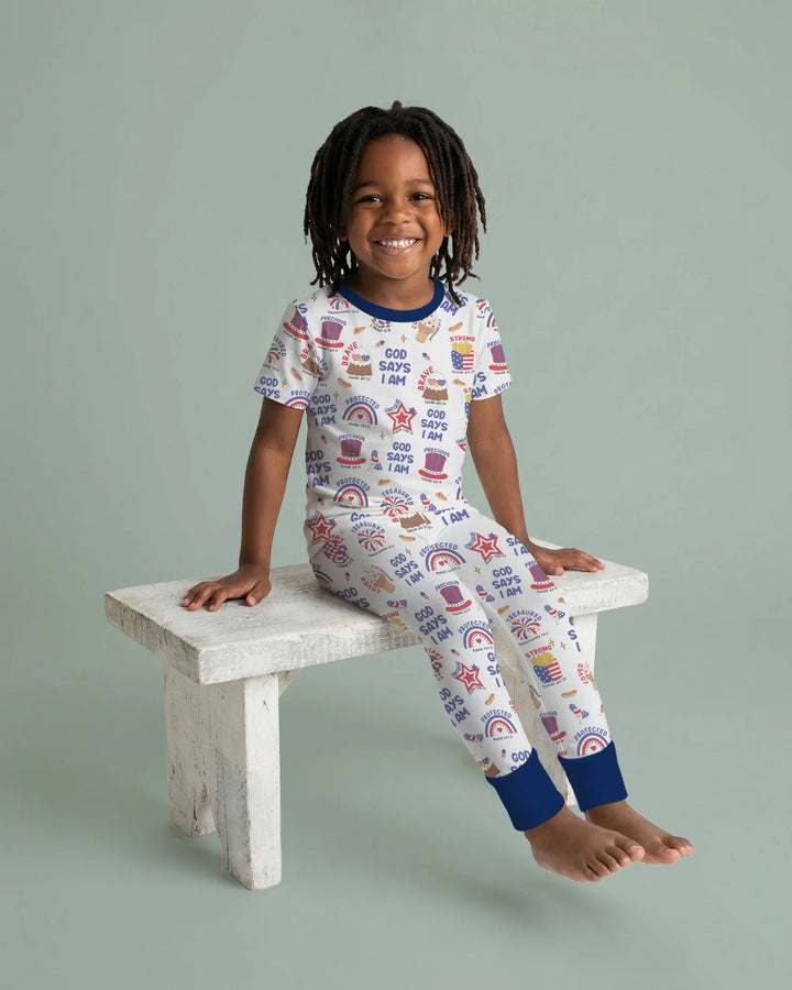 God Says I Am - America 250th Anniversary Bamboo Two Piece Short Sleeve Pajama Set