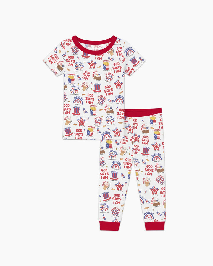 God Says I Am - America 250th Anniversary Bamboo Two Piece Short Sleeve Pajama Set