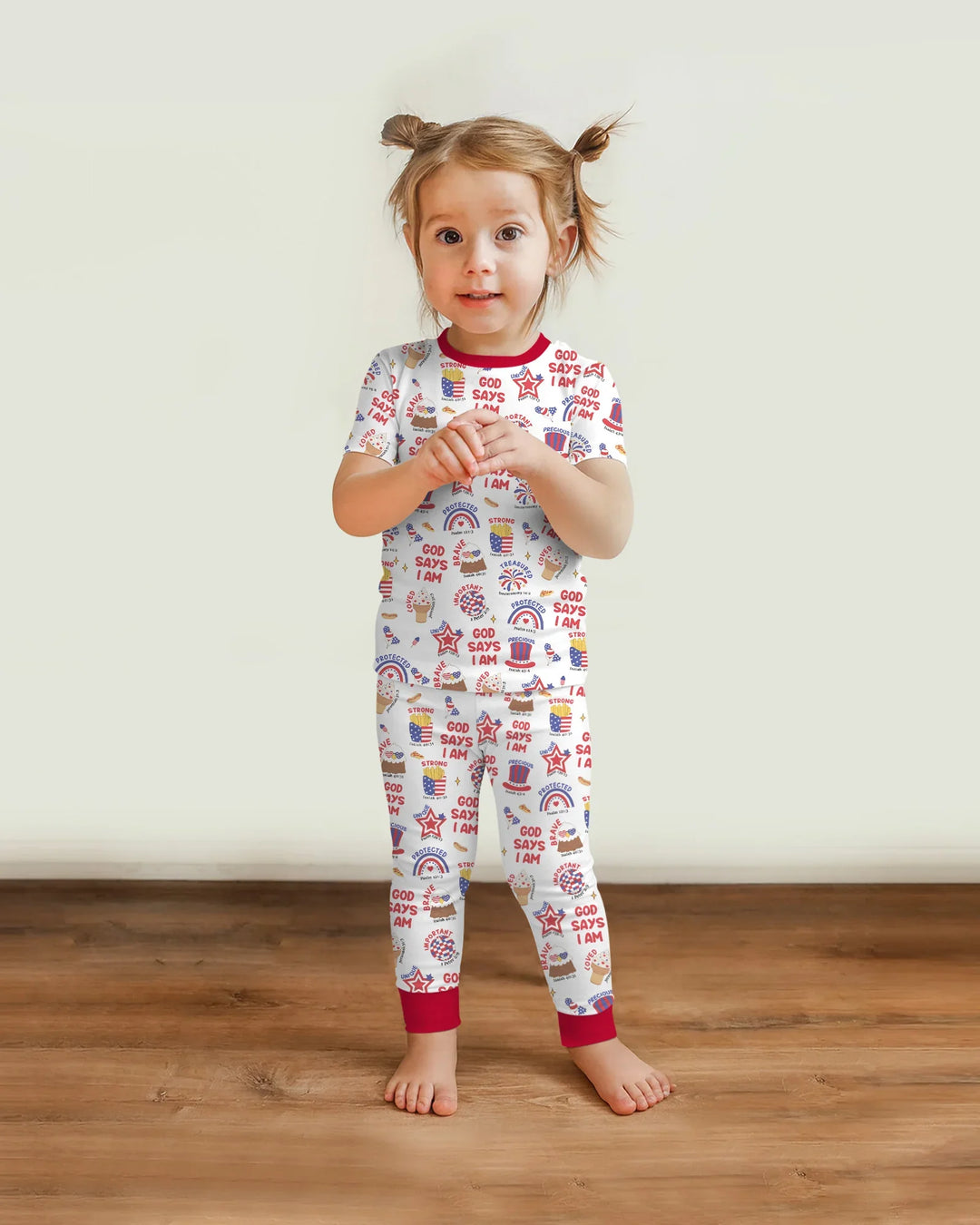 God Says I Am - America 250th Anniversary Bamboo Two Piece Short Sleeve Pajama Set