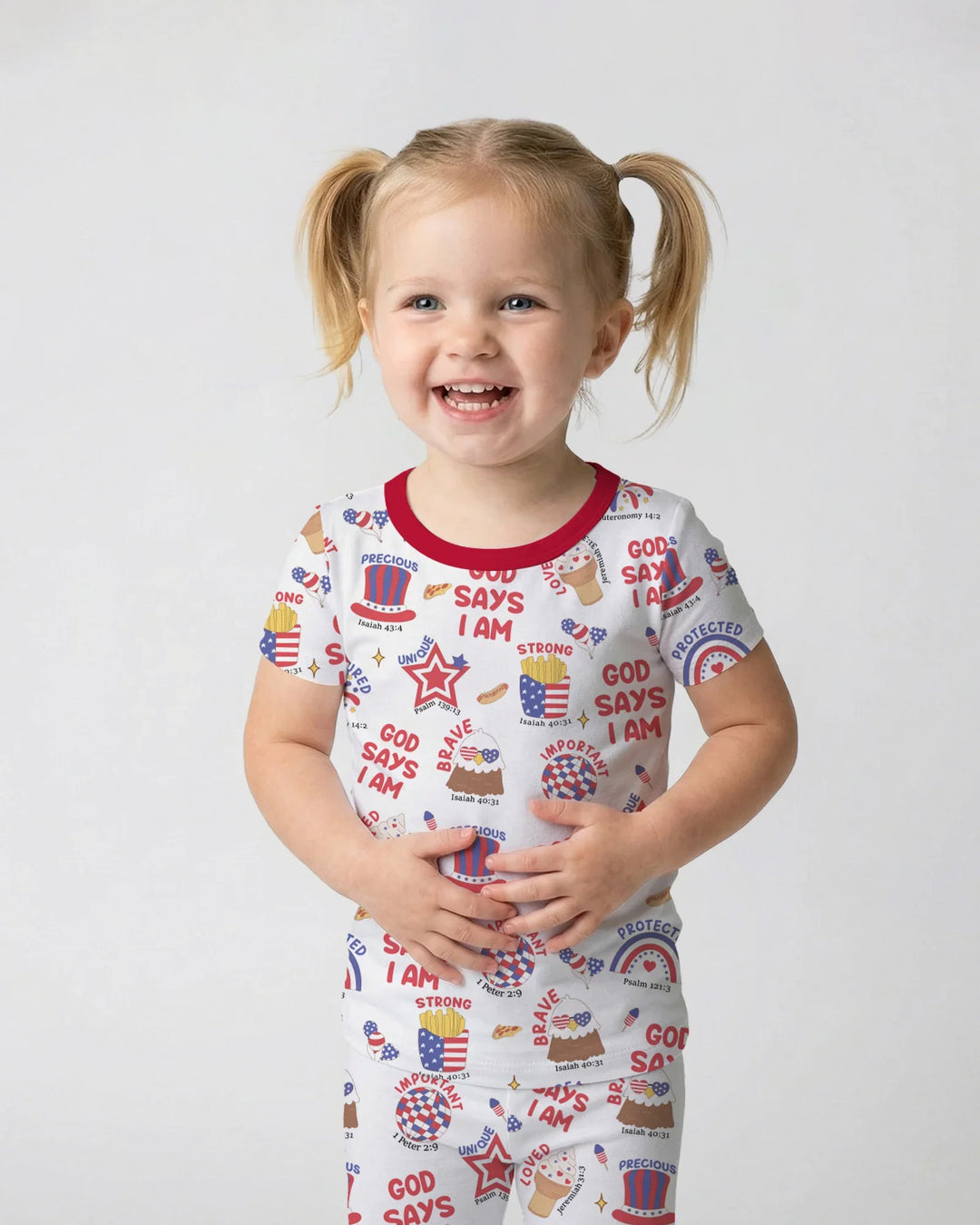 God Says I Am - America 250th Anniversary Bamboo Two Piece Short Sleeve Pajama Set