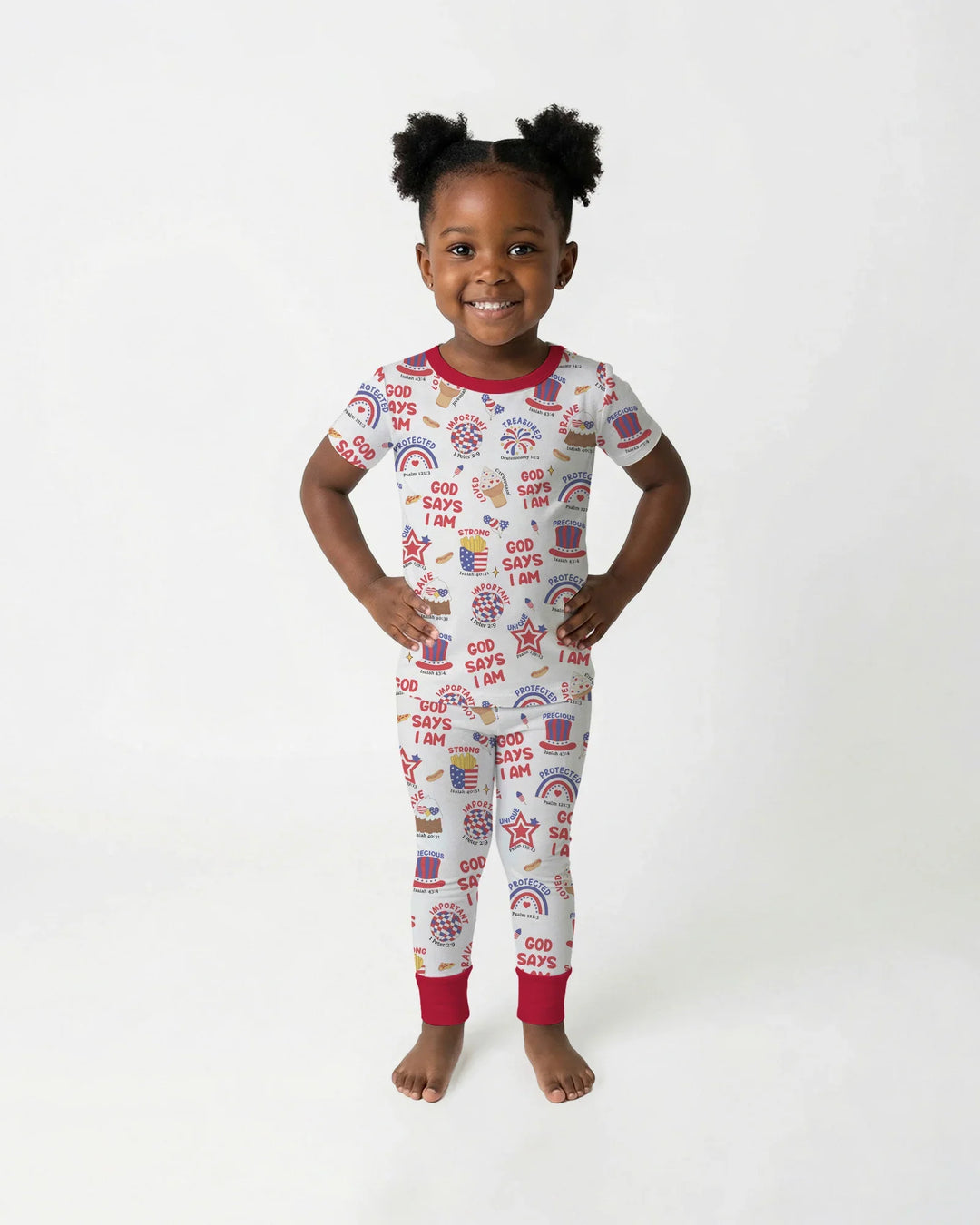 God Says I Am - America 250th Anniversary Bamboo Two Piece Short Sleeve Pajama Set