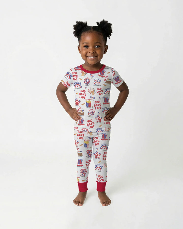 God Says I Am - America 250th Anniversary Bamboo Two Piece Short Sleeve Pajama Set