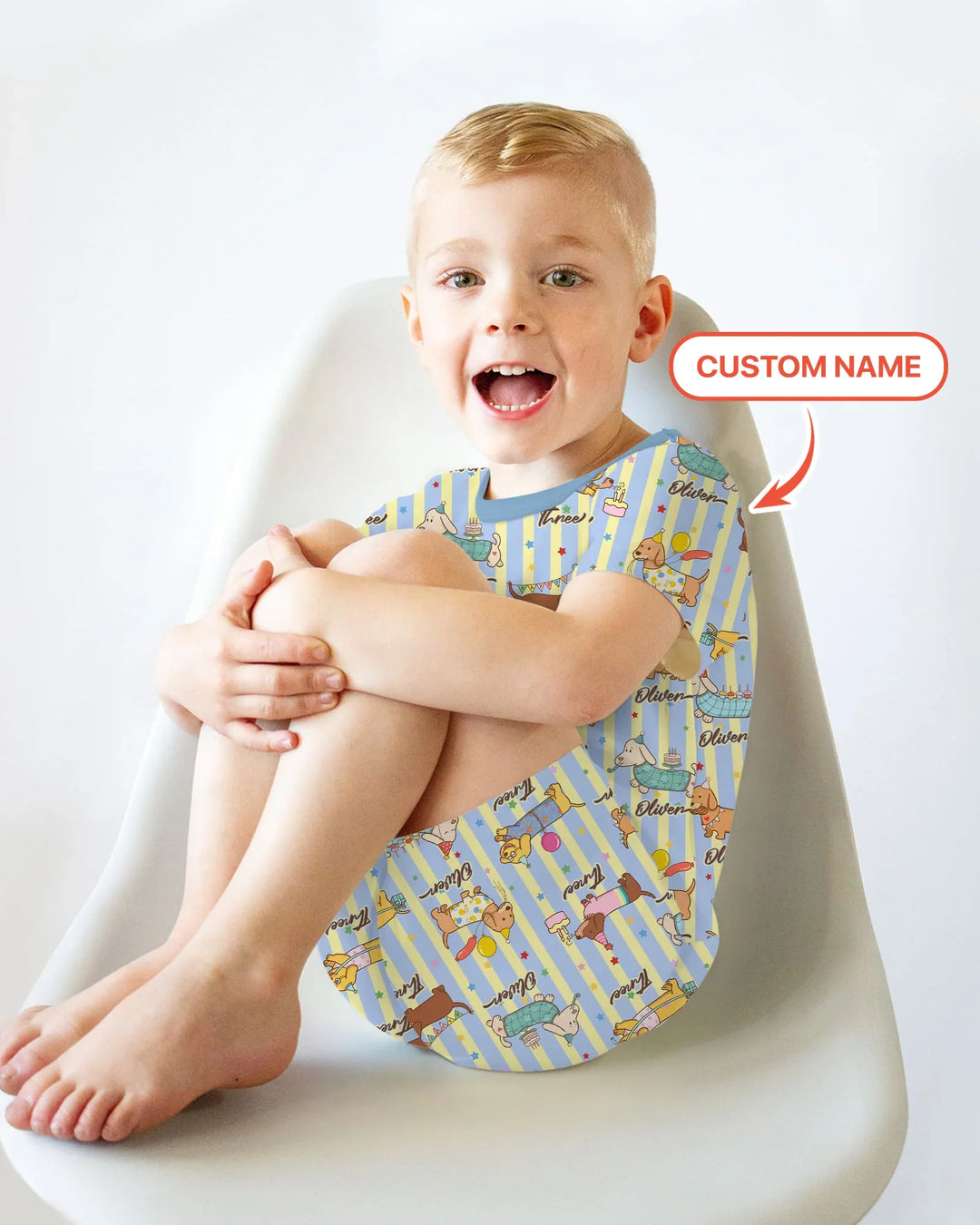 Custom Name Birthday Dachshund Bamboo Two Piece Short Sleeve Shorts Pajama Set