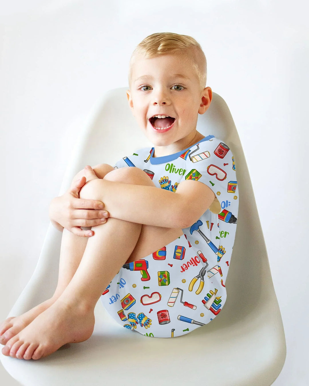 Conjunto de Pijama de Dos Piezas de Bambú de Manga Corta y Pantalón Corto Personalizado para Papá y Yo del Equipo de Reparaciones