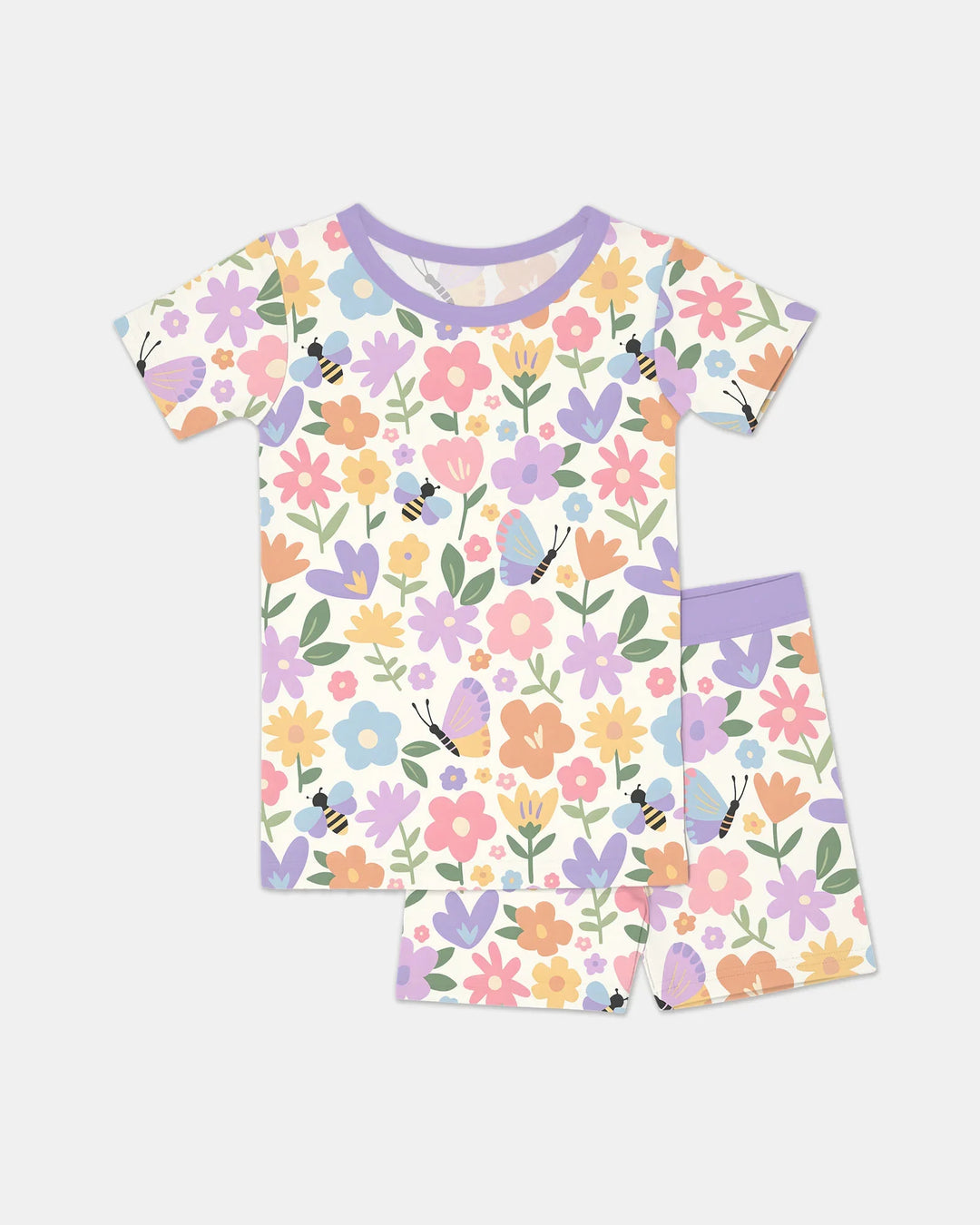 Flower Gardens Bamboo Two Piece Short Sleeve Shorts Pajama Set