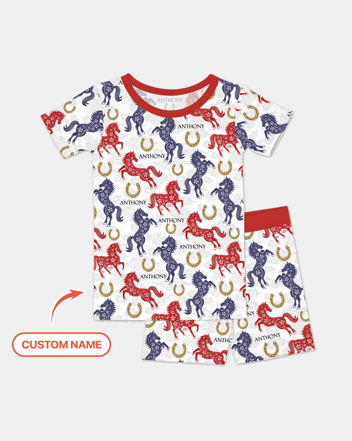 Zweiteiliges Pyjama-Set mit kurzen Ärmeln und Shorts im Sommer-Design