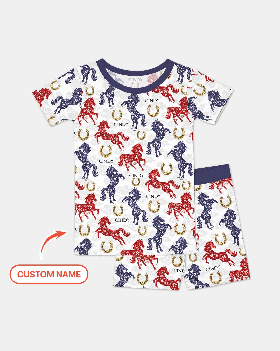 Zweiteiliges Pyjama-Set mit kurzen Ärmeln und Shorts im Sommer-Design