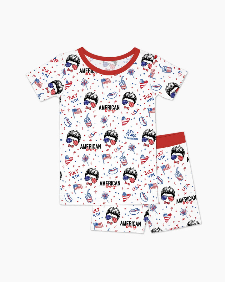Zweiteiliges Pyjama-Set mit kurzen Ärmeln und Shorts im Sommer-Design