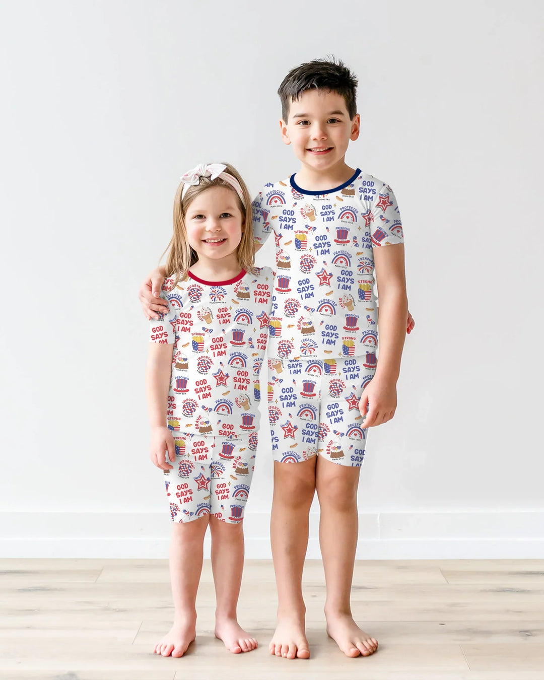 God Says I Am - America 250th Anniversary Bamboo Two Piece Short Sleeve Shorts Pajama Set