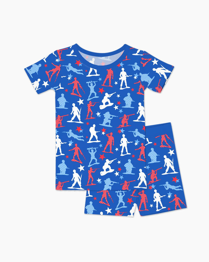 Army Toys 4th of July Bamboo Two Piece Short Sleeve Shorts Pajama Set
