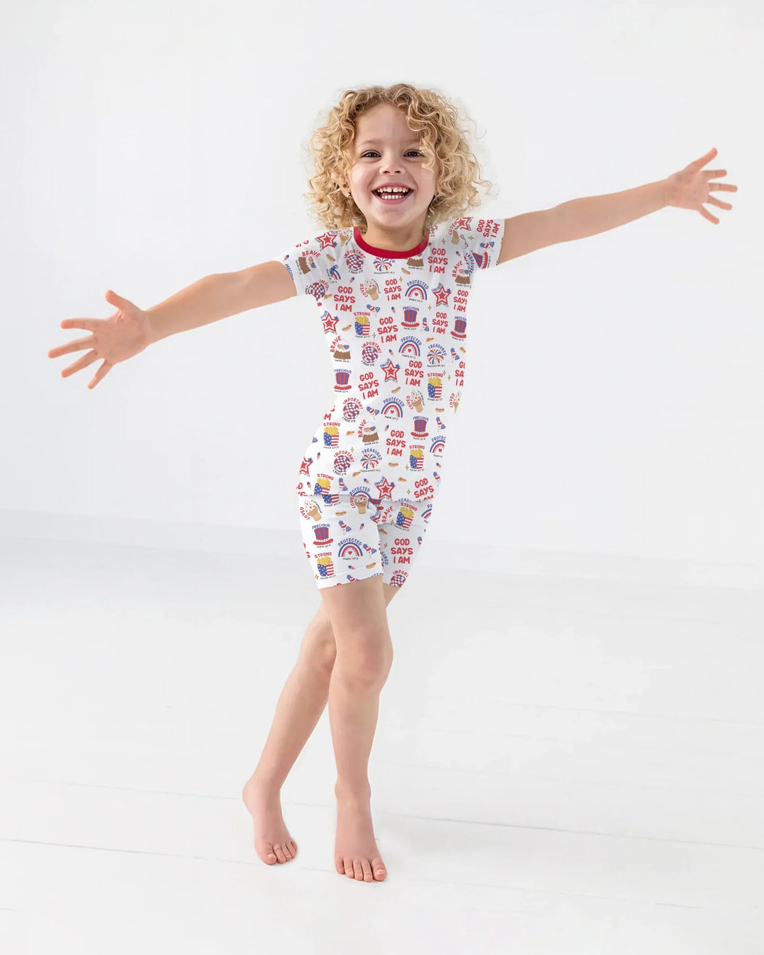 God Says I Am - America 250th Anniversary Bamboo Two Piece Short Sleeve Shorts Pajama Set