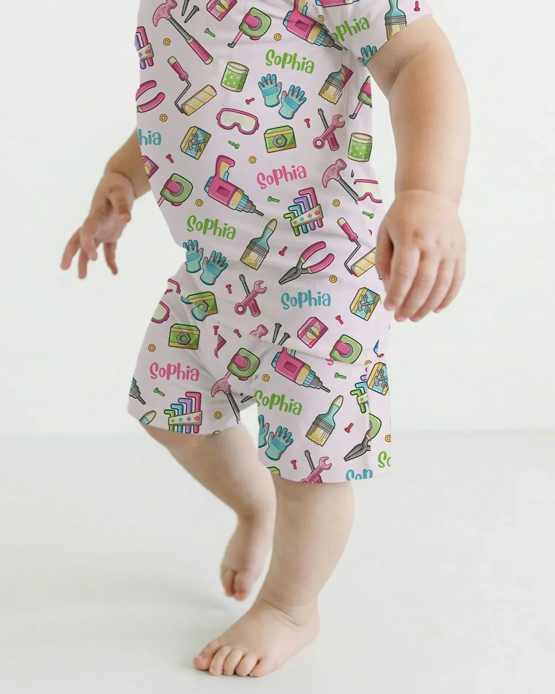 Conjunto de Pijama de Dos Piezas de Bambú de Manga Corta y Pantalón Corto Personalizado para Papá y Yo del Equipo de Reparaciones