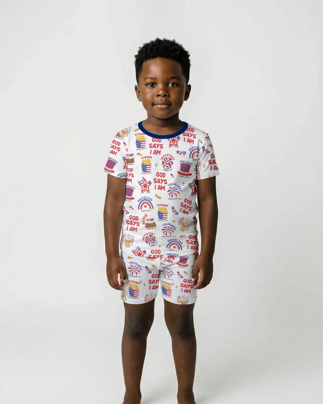 God Says I Am - America 250th Anniversary Bamboo Two Piece Short Sleeve Shorts Pajama Set