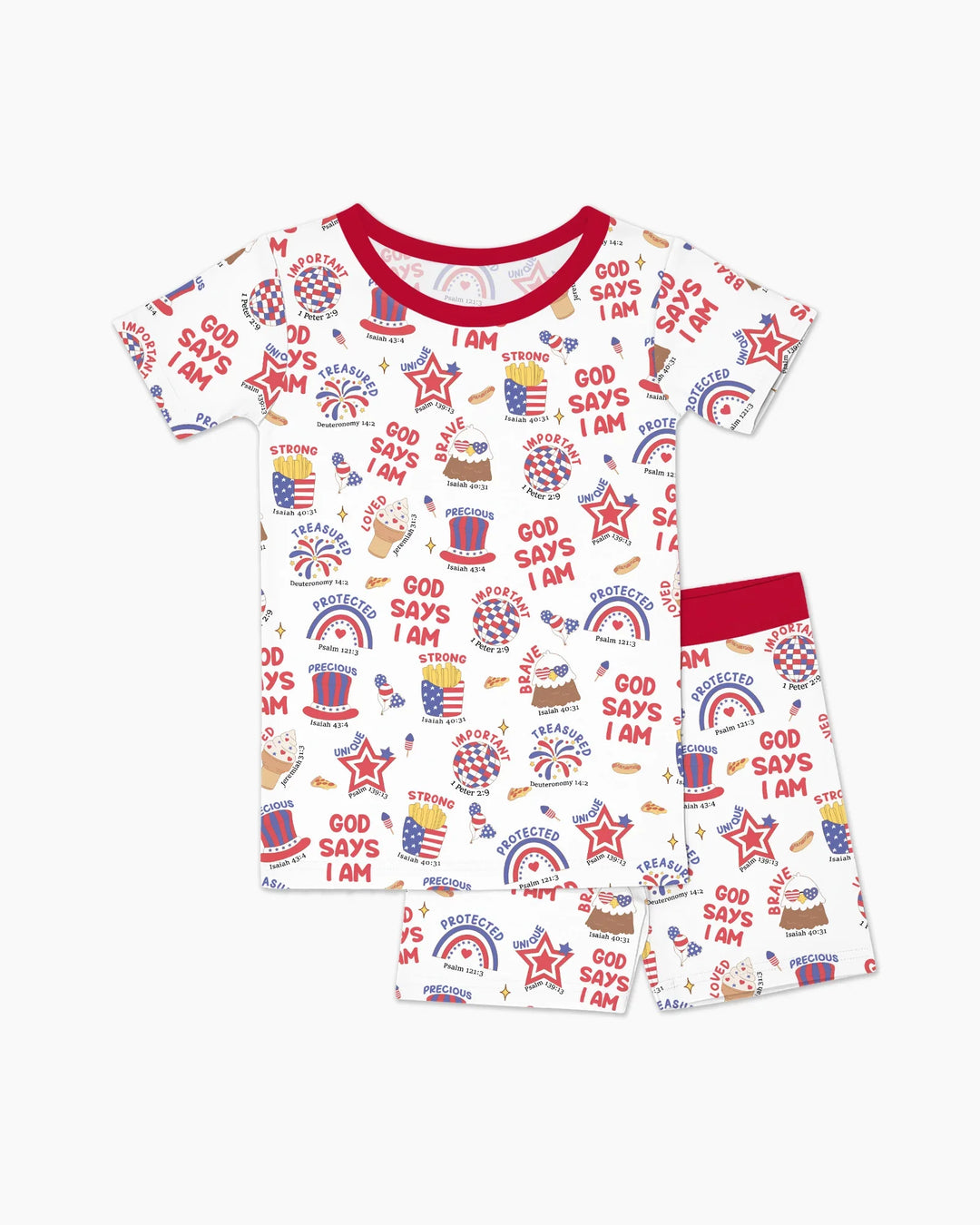God Says I Am - America 250th Anniversary Bamboo Two Piece Short Sleeve Shorts Pajama Set