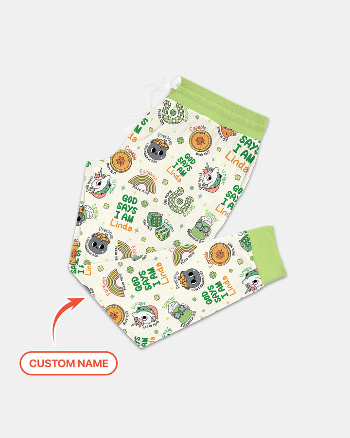 Personalized God Says I Am St. Patrick's Day Family Matching Women Pajama Set