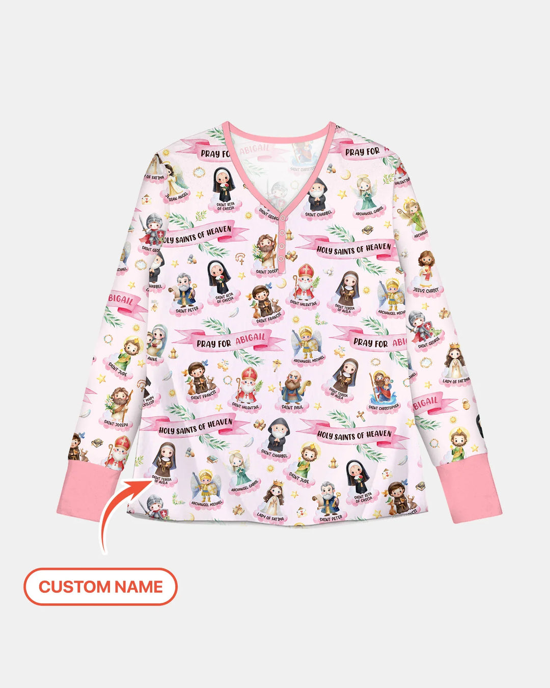 Heilige des Himmels Pyjama-Set aus Bambus für Damen mit Wunschnamen