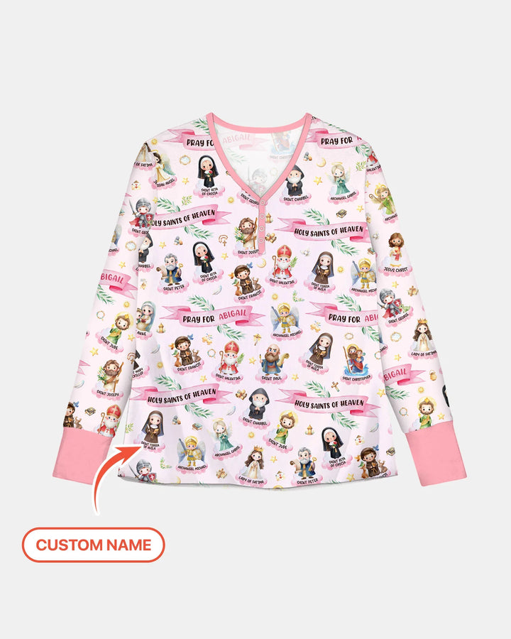 Heilige des Himmels Pyjama-Set aus Bambus für Damen mit Wunschnamen