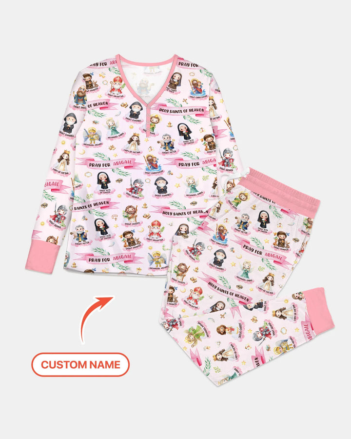Heilige des Himmels Pyjama-Set aus Bambus für Damen mit Wunschnamen