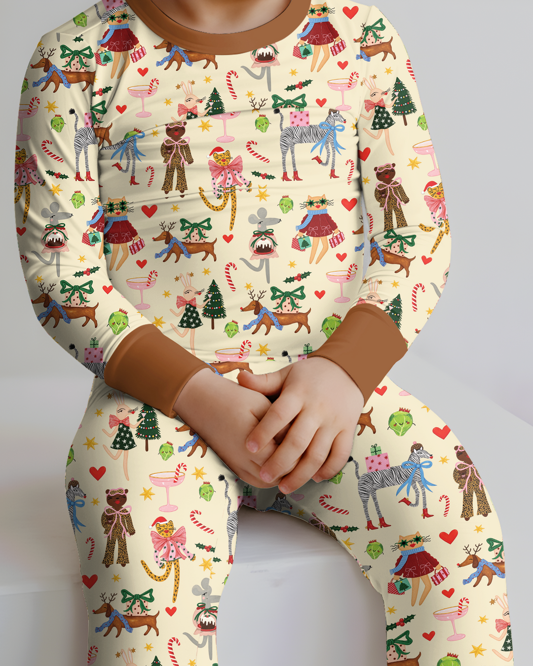 Animals Christmas Bamboo Two Piece Long Sleeve Pajama Set