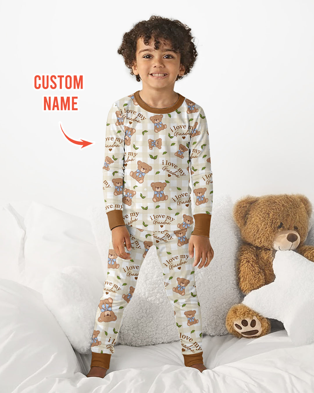 Personalized I Love My Grandma Bamboo Two Piece Long Sleeve Pajama Set
