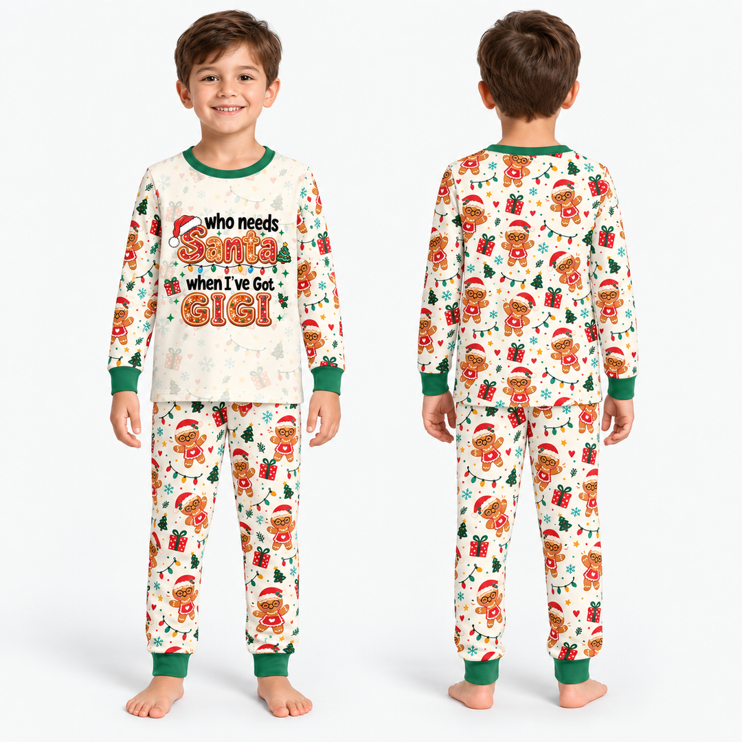 Who Needs Santa When I've Got Grandma Bamboo Two Piece Long Sleeve Pajama Set