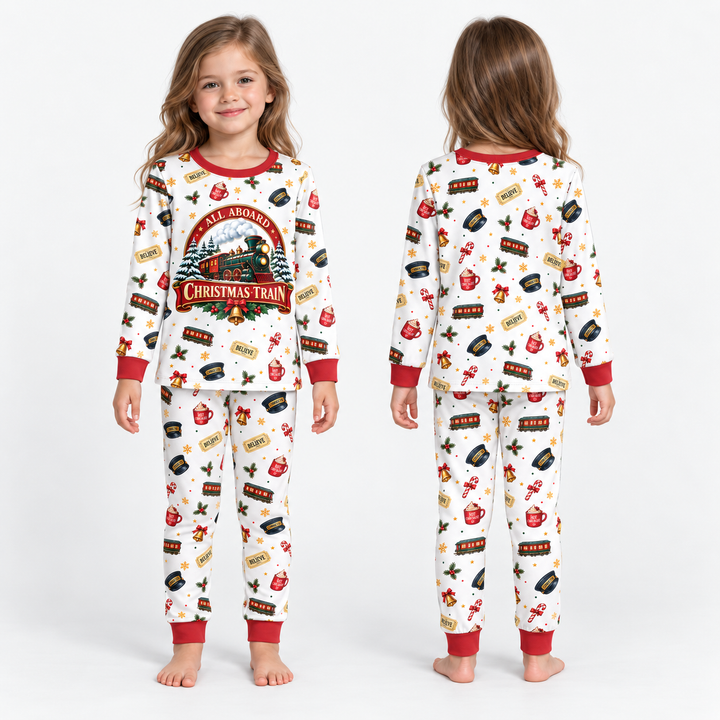 All Aboard Christmas Express Bamboo Two Piece Long Sleeve Pajama Set