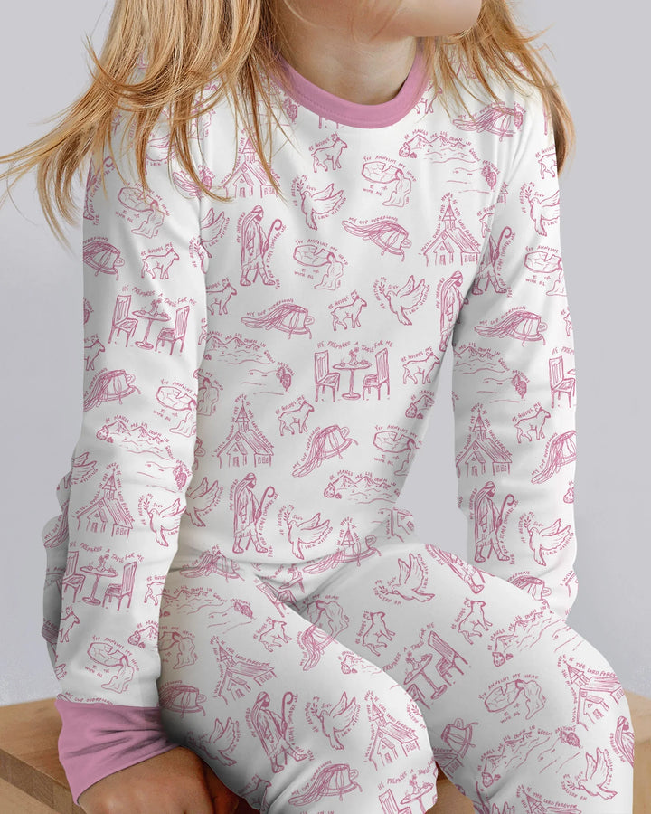 Zweiteiliges Langarm-Pyjama-Set mit Sommerfrüchten