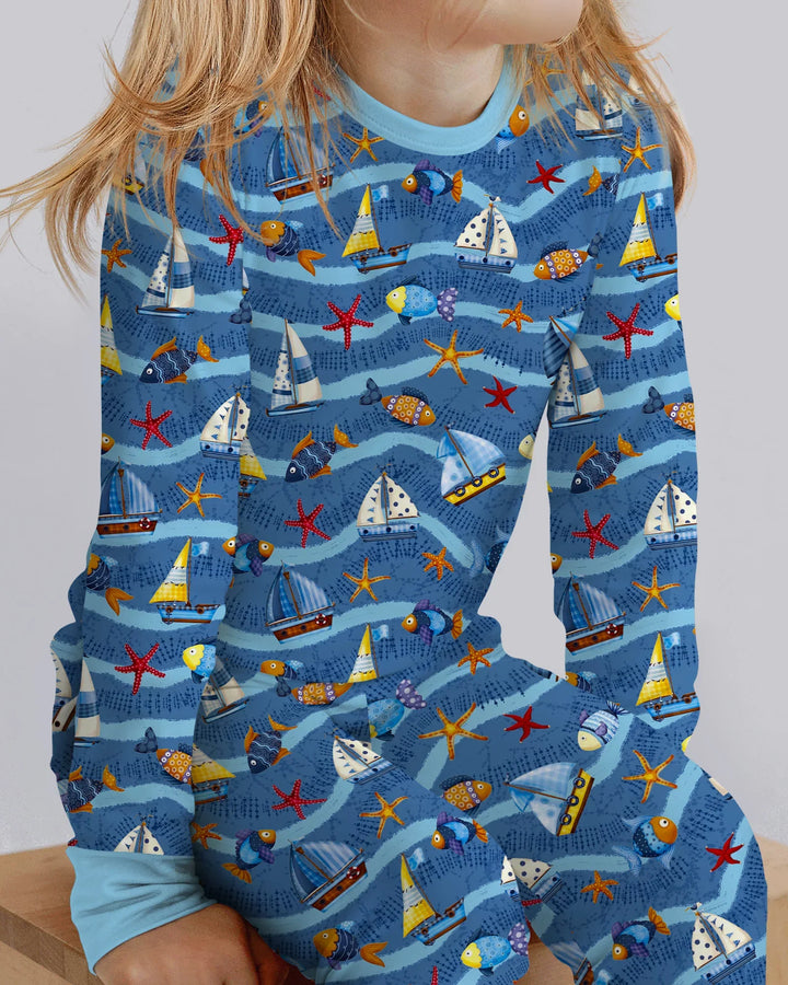 Zweiteiliges Langarm-Pyjama-Set mit Sommerfrüchten