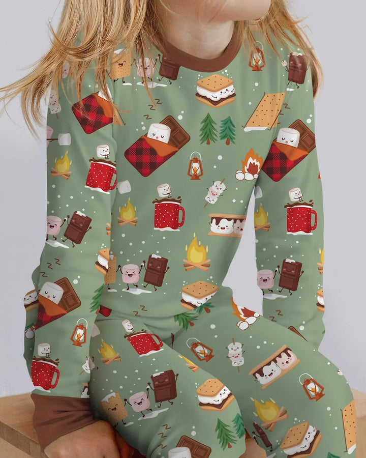Zweiteiliges Langarm-Pyjama-Set mit Sommerfrüchten