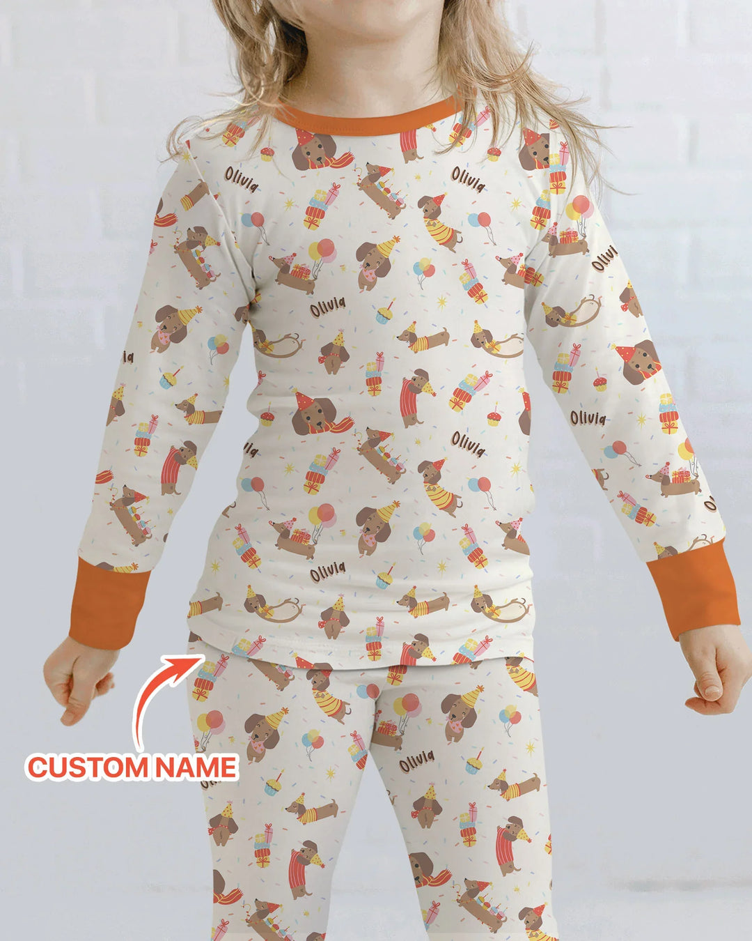 Dachshund Birthday Bamboo Two Piece Long Sleeve Pajama Set