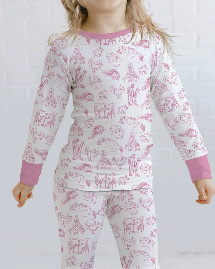 Zweiteiliges Langarm-Pyjama-Set mit Sommerfrüchten