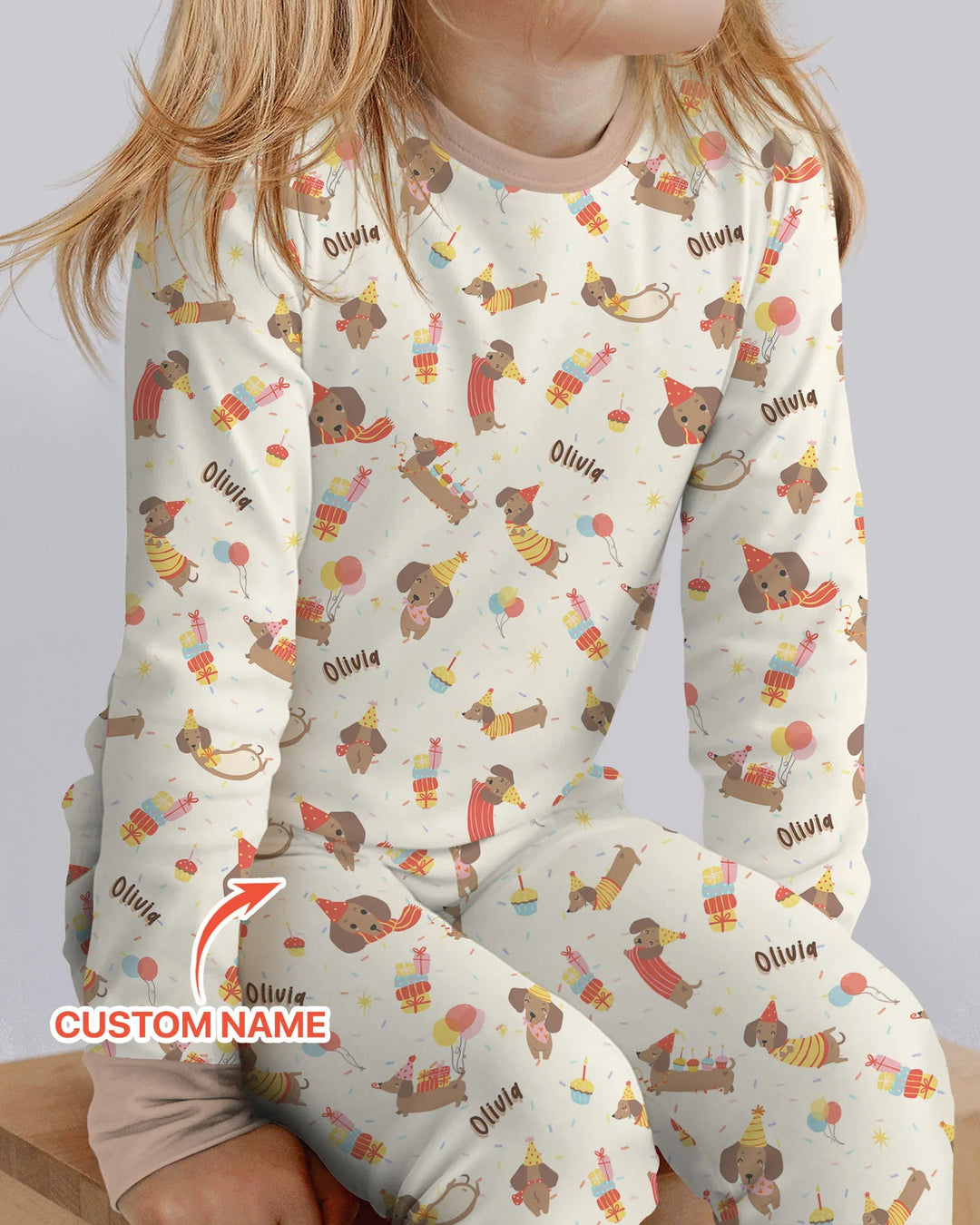 Dachshund Birthday Bamboo Two Piece Long Sleeve Pajama Set