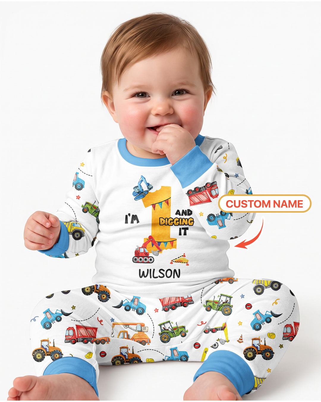 I'm Digging It Birthday - Personalized Name & Age Bamboo Two Piece Long Sleeve Pajama Set