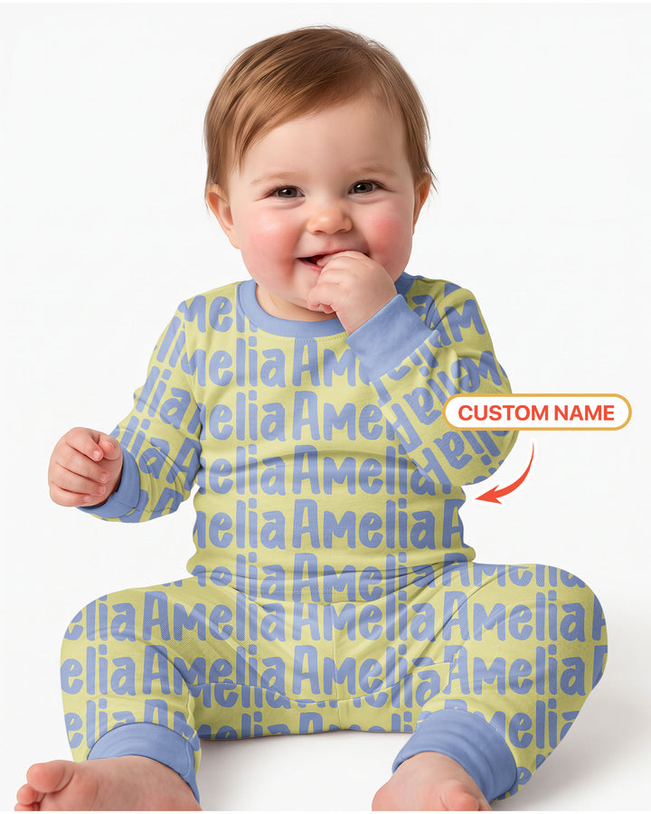 Little Letters Bamboo Two Piece Long Sleeve Pajama Set Bamboo Two Piece Long Sleeve Pajama Set