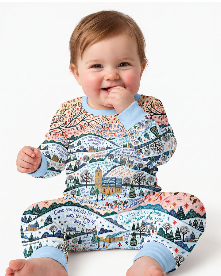 Oh Come Let Us Adore Him Bamboo Two Piece Long Sleeve Pajama Set