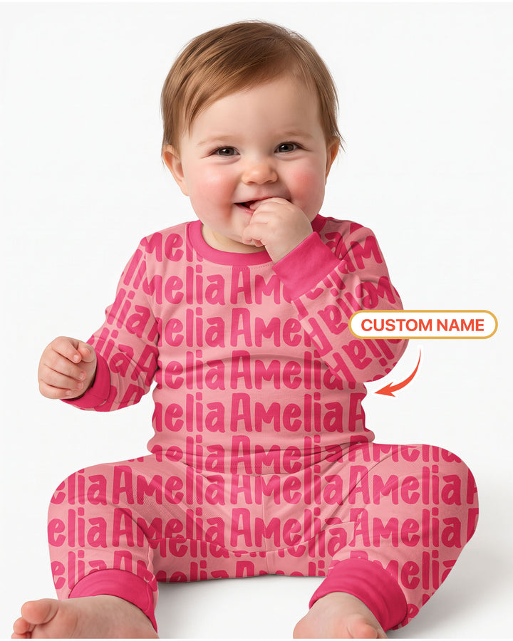 Little Letters Bamboo Two Piece Long Sleeve Pajama Set Bamboo Two Piece Long Sleeve Pajama Set