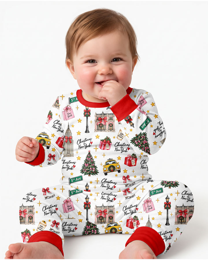 Christmas In NYC Bamboo Two Piece Long Sleeve Pajama Set