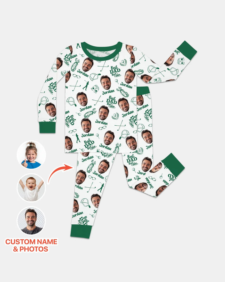 Custom Photo Best Dad By Par Bamboo Two Piece Long Sleeve Pajama Set