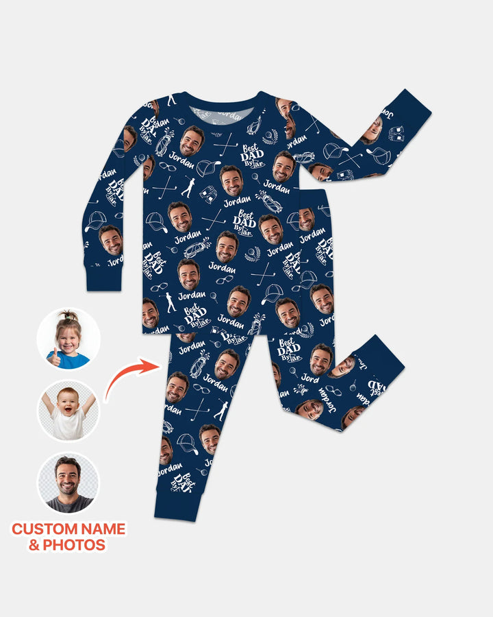 Custom Photo Best Dad By Par Bamboo Two Piece Long Sleeve Pajama Set