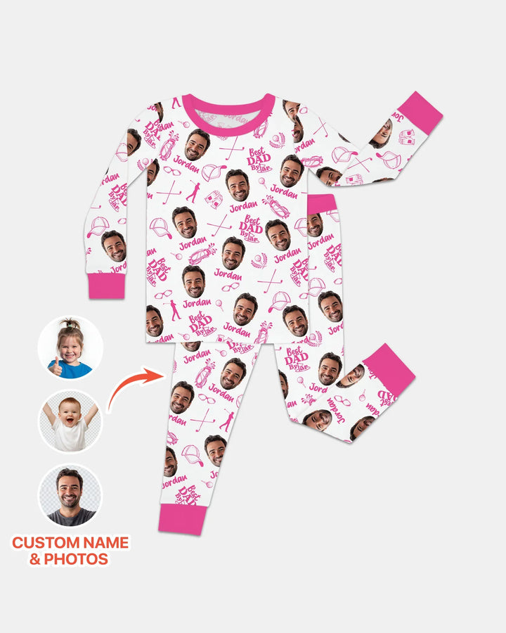 Custom Photo Best Dad By Par Bamboo Two Piece Long Sleeve Pajama Set