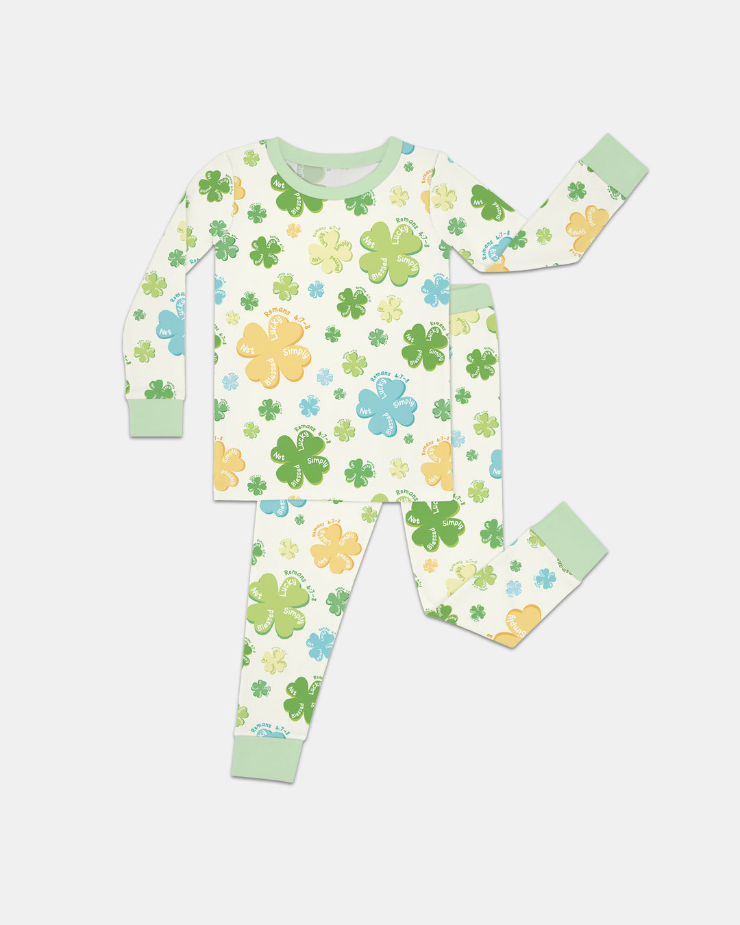 Shamrocks Print St. Patrick's Day Two Piece Long Sleeve Pajama Set